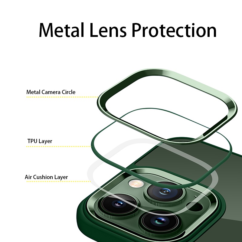 Ốp Lưng Trong Suốt cho IPHONE 12/ 12 Pro/ 12 Pro Max, Iphone 11/ 11 Pro/ 11 Pro Max Viền Camera KIM LOẠI, LƯNG CỨNG TRONG SUỐT KHÔNG Ố VÀNG Bảo Vệ Camera.
