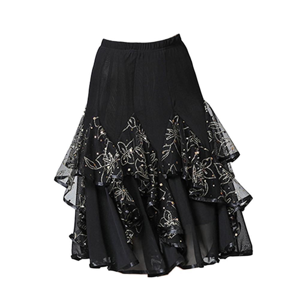 Women Ballroom Latin Tango Dance Skirt Sequin Dress Dance Skirt Hip Skirt Plate Skirt Latin Dress Costume