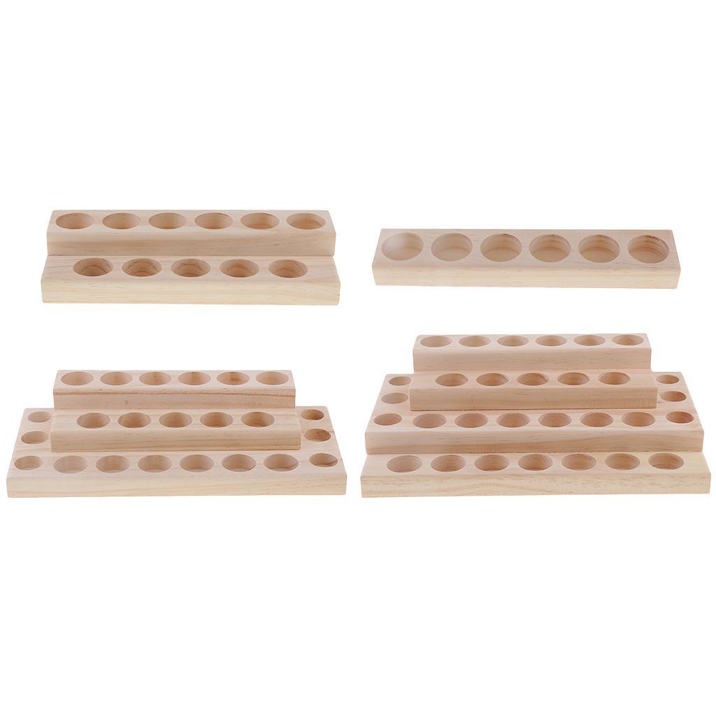 2Pc Wood Essential Oil Bottle Organizer Rack Aromatherapy Oils Display Stand