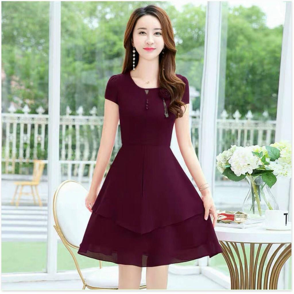 ĐẦM VOAN Ý ĐƯỢC THIẾT KẾ HỌA TIẾT TRƠN
