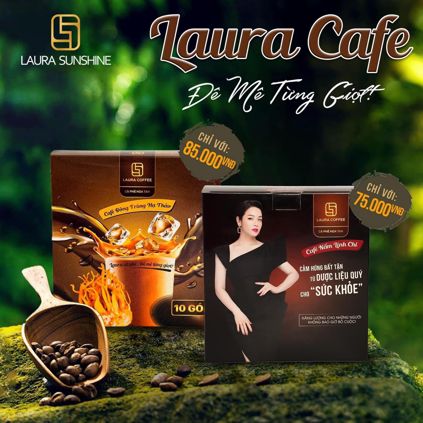 Cà phê hòa tan cao cấp Laura Coffee Nhật Kim Anh hộp 10 gói