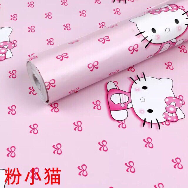 Cuộn 5m giấy dán tường decal pvc có keo khổ 0.45m - kitty NXX02