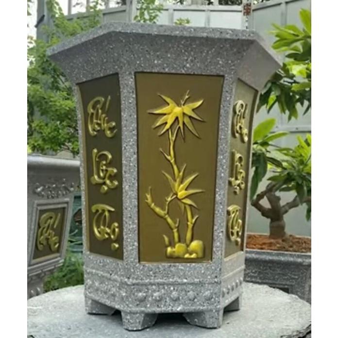 Khuôn chậu lục giác ống cao 44cm Phúc-Lộc-Thọ nhựa ABS có lòng trong