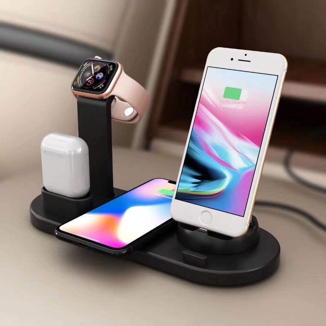 Phong cách mới nhất mùa hè mới sạc không dây ba trong một tai nghe điện thoại di động đồng hồ đế sạc không dây