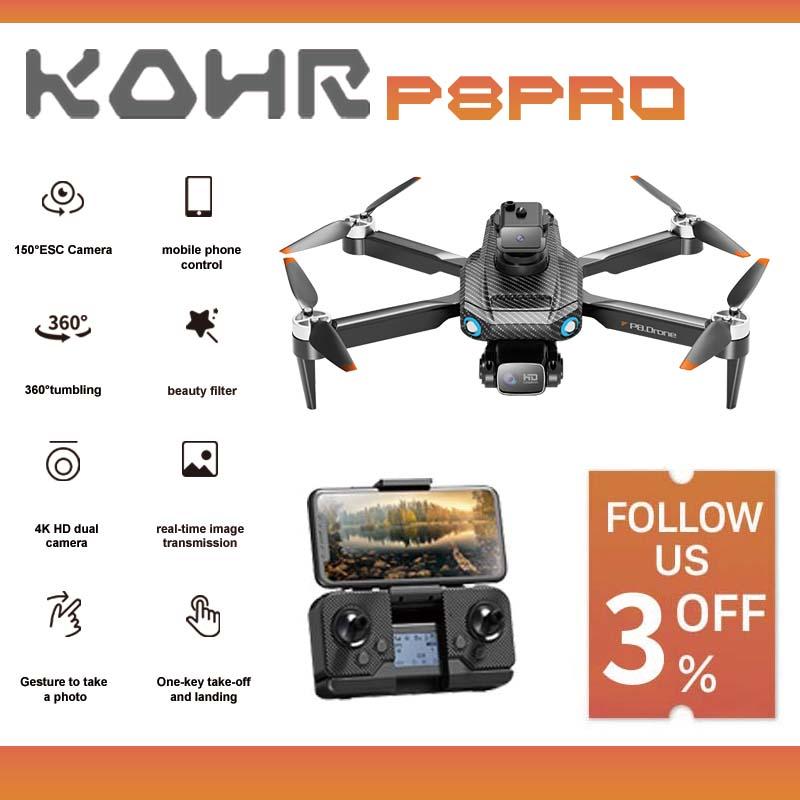 KOHR 2023 New P8 Pro Brushless GPS Drone 4K Dual Camera WIFI Quadcopter Five-Sided Intelligent Obstacle Avoidance Helicopter Toy