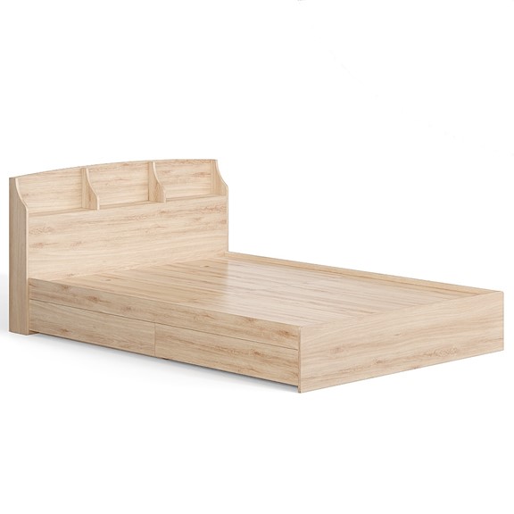 WINDY, Giường ngủ 4 ngăn tủ kéo kèm kệ đầu giường BED_080, 217x82cm