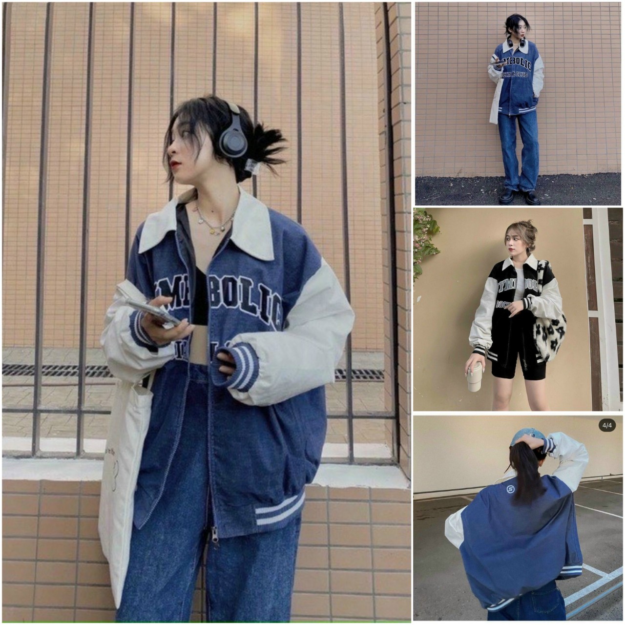 VD Áo Khoác Nhung Kaki Khóa Zip Kiểu Sơ Mi Cổ Bẻ - Bomber Unisex Hàn Quốc -Thêu SBLS Symbolic - Nam Nữ Cặp Đôi Couple