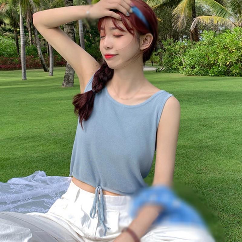 Áo Tank Top Thiết Kế Dây Rút Xinh Xắn Cho Nữ