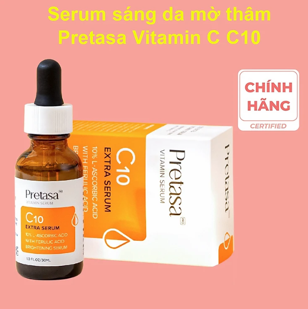 Serum sáng da mờ thâm Vitamin C PRETASA C10 Extra Serum 30ml