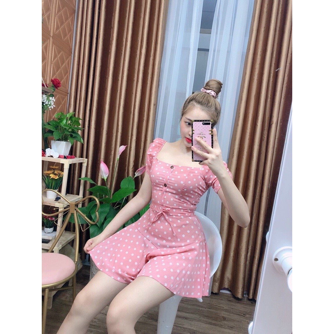 Set áo kèm quần giả váy thời trang