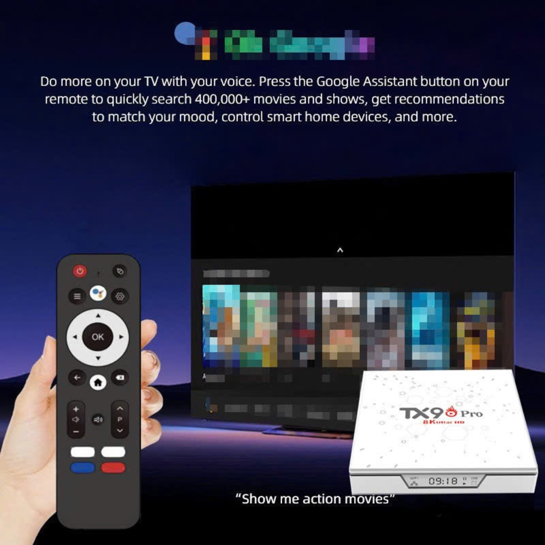 Android Tivi Box Q Pro (TX9)- Ram 8G/128G - Bluetooth - Netflix - Remote Tìm Kiếm Giọng Nói - Hỗ trợ tivi,màn hình máy tính, máy chiếu - Hàng Nhập Khẩu