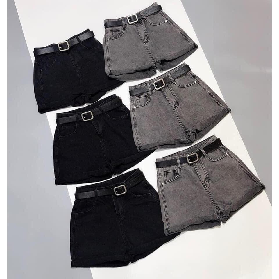 Quần sooc jeans TRƠN 2 màu đen, xám