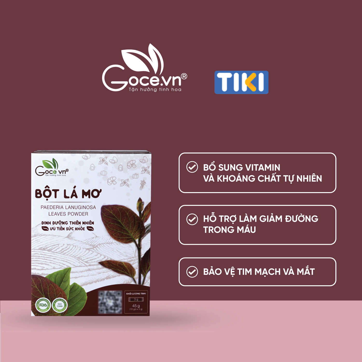 Bột lá mơ nguyên chất Goce - 45g ST