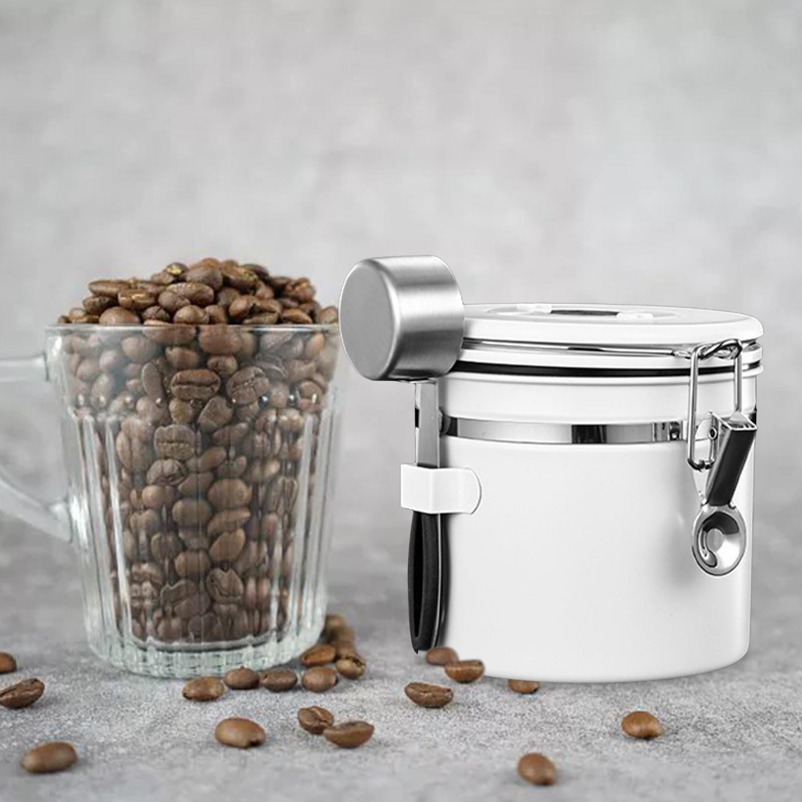 2 Set Home Airtight Sealed Canister with Spoon for Coffee Beans Stainless