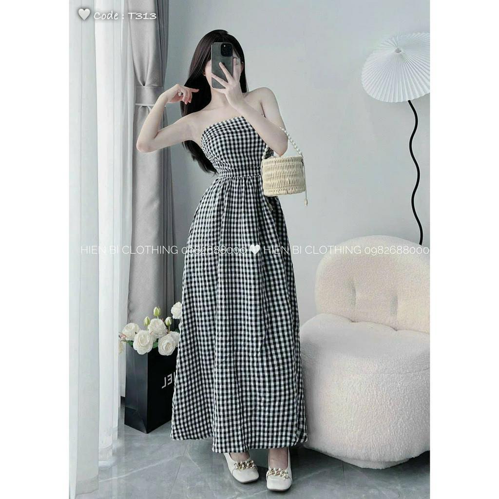 Váy đầm nữ dáng xòe caro cúp ngực thời trang