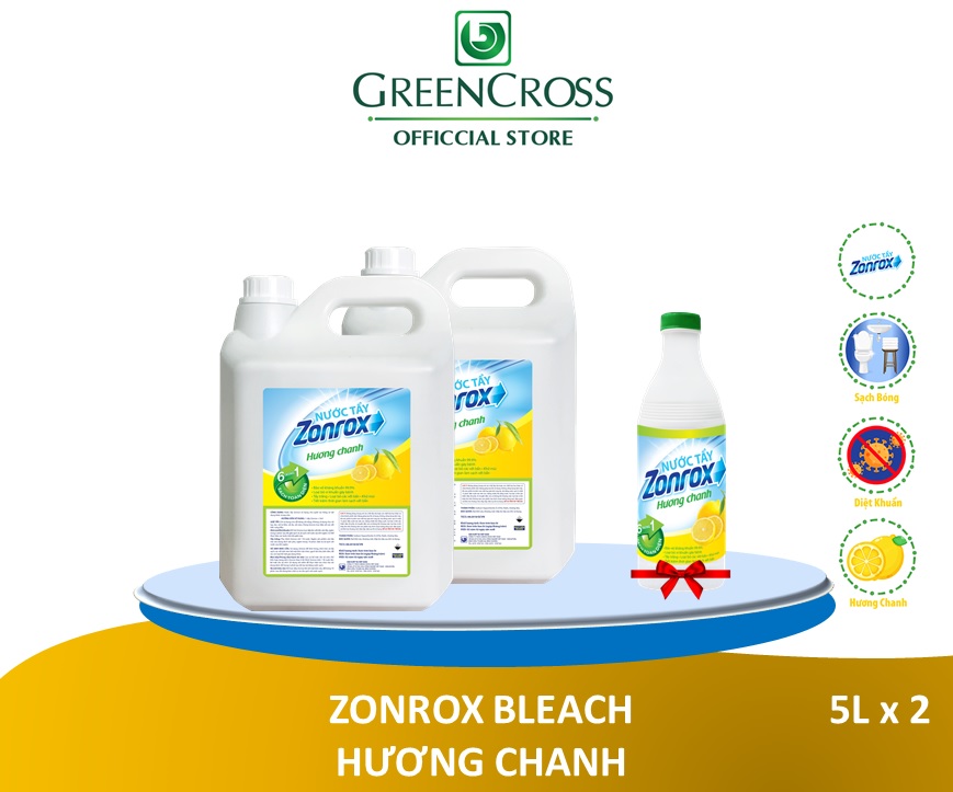 2 Can Nước tẩy vết bẩn đa năng khử mùi ZONROX JAVEL 6in1 Can 5 Lít Tiết kiệm
