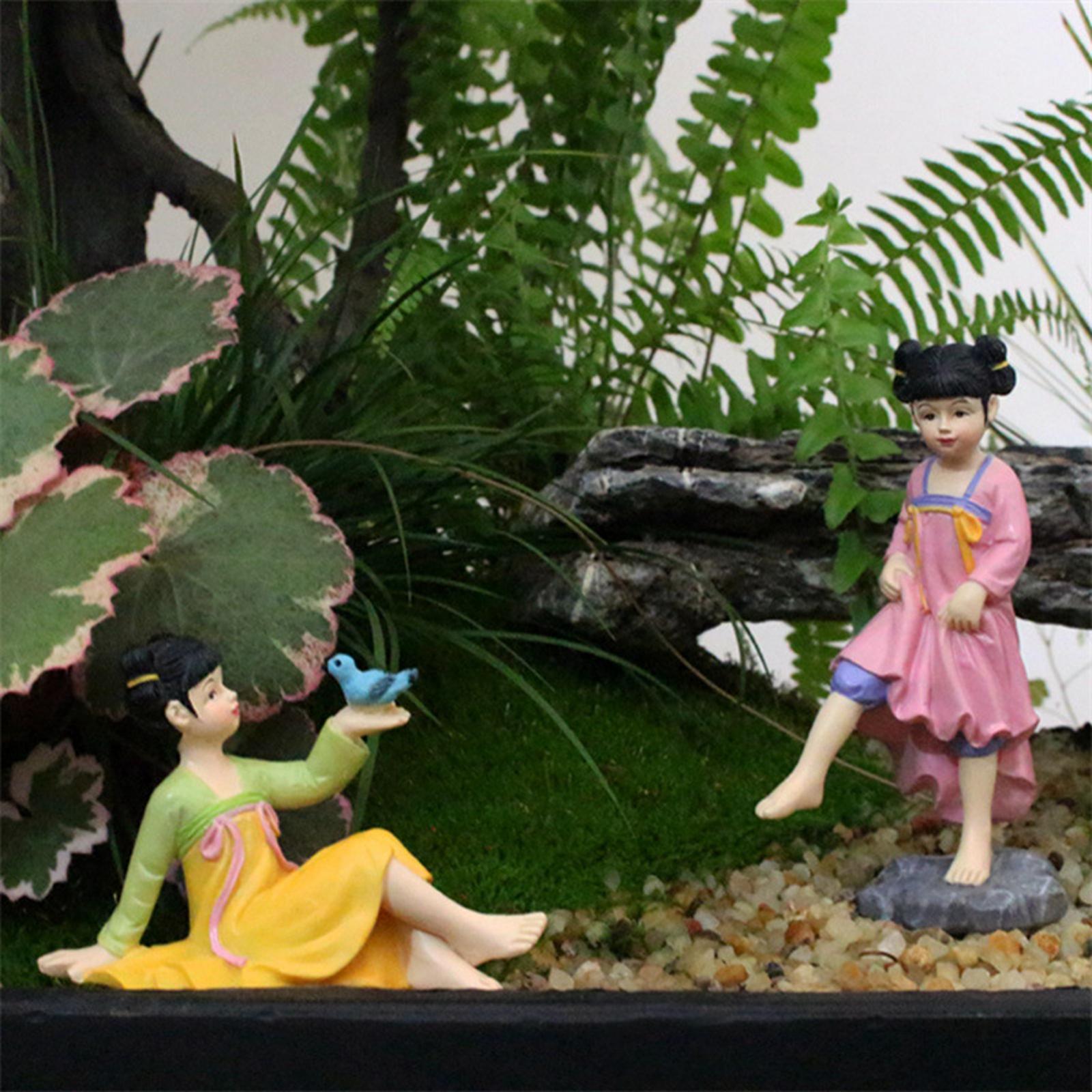 6Pcs Miniature Garden Figurines Resin Statue Desk Outdoor Sculptures Decors Fairy Garden Accessories for Porch Bedroom Office Backyard Home