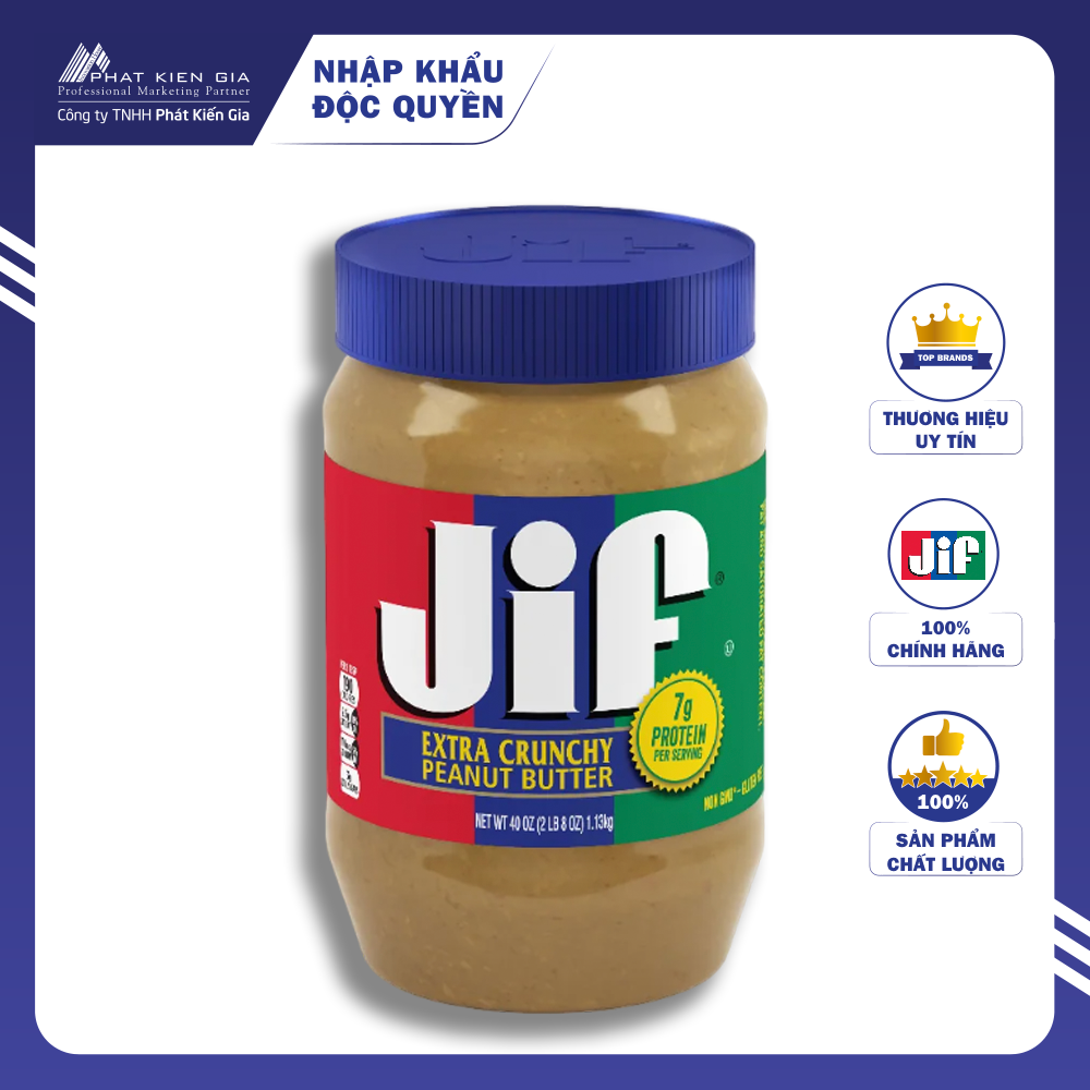 Bơ Đậu Phộng Hạt Jif 1,13kg (Mỹ)