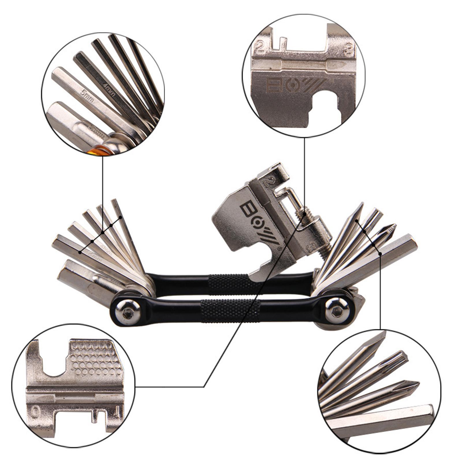17 in 1 Multi Socket Wrench Screwdriver Multi-Function Bike Bicycle Cycling Mechanic Repair Tool for Mountain Road Bicycle Accessories