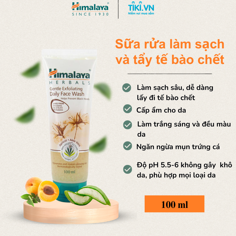 Sửa Rửa Mặt Tẩy Tế Bào Chết Hằng Ngày Ngừa Mụn Đầu Đen Himalaya Herbals
