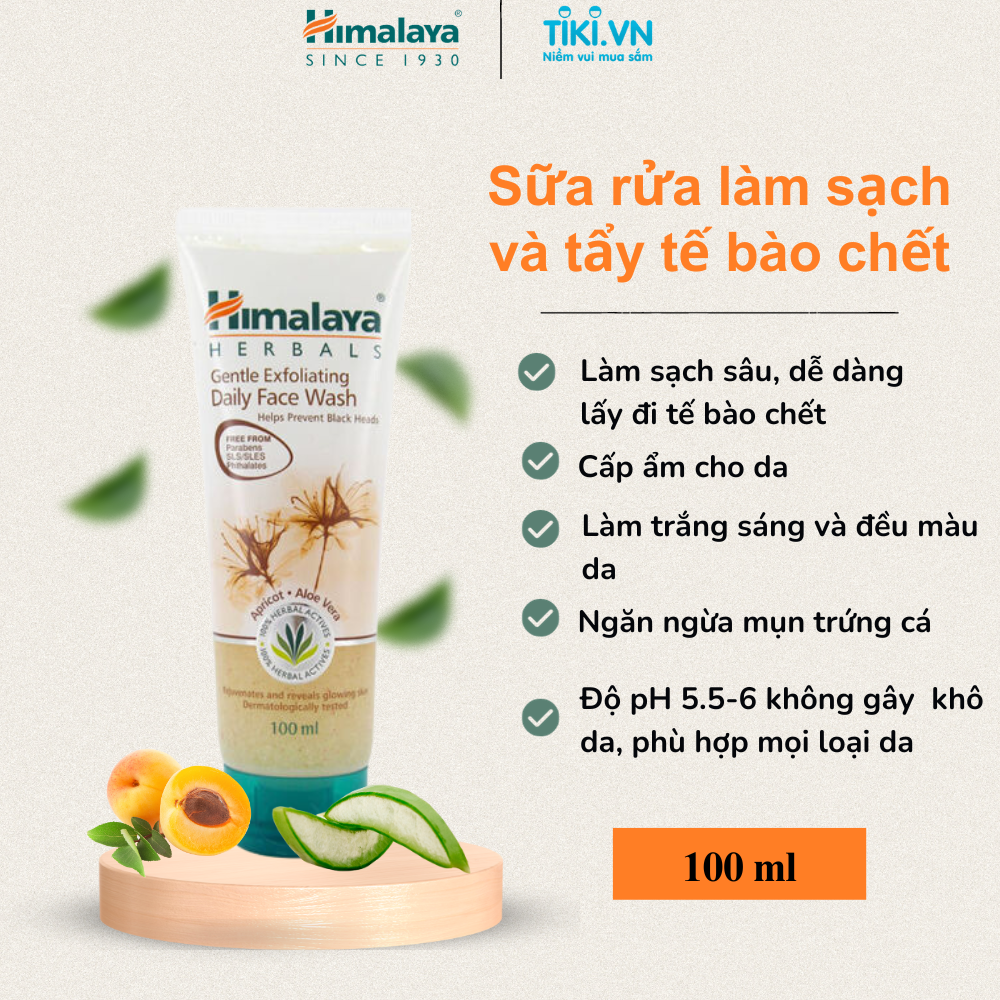 Sửa Rửa Mặt Tẩy Tế Bào Chết Hằng Ngày Ngừa Mụn Đầu Đen  Himalaya Herbals (100ml)