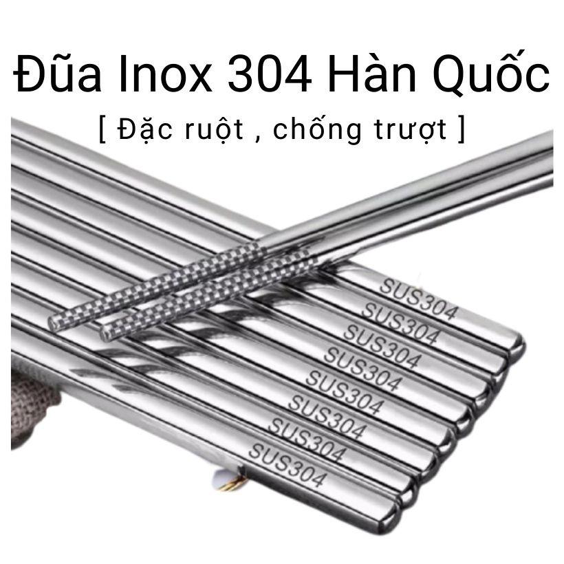 Set 5 đôi đũa inox 304 chống trượt Hàn quốc