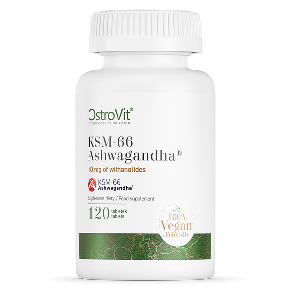 Viên Uống Tăng Cường Sức Khỏe OstroVit KSM-66 Ashwagandha (120 Viên) Chiết Xuất Sâm Ấn Độ, Giảm Mệt Mỏi, Phục Hồi Cơ | Nhập Khẩu Ba Lan