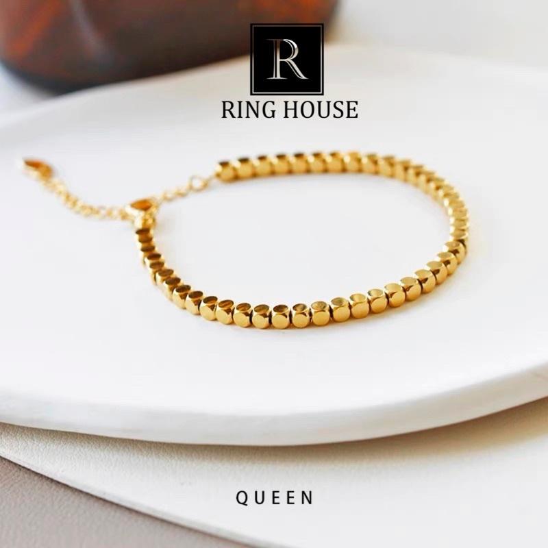 Vòng Tay Lắc Tay Nữ Titan Không Đen Khối Vuông Vintage Ring House