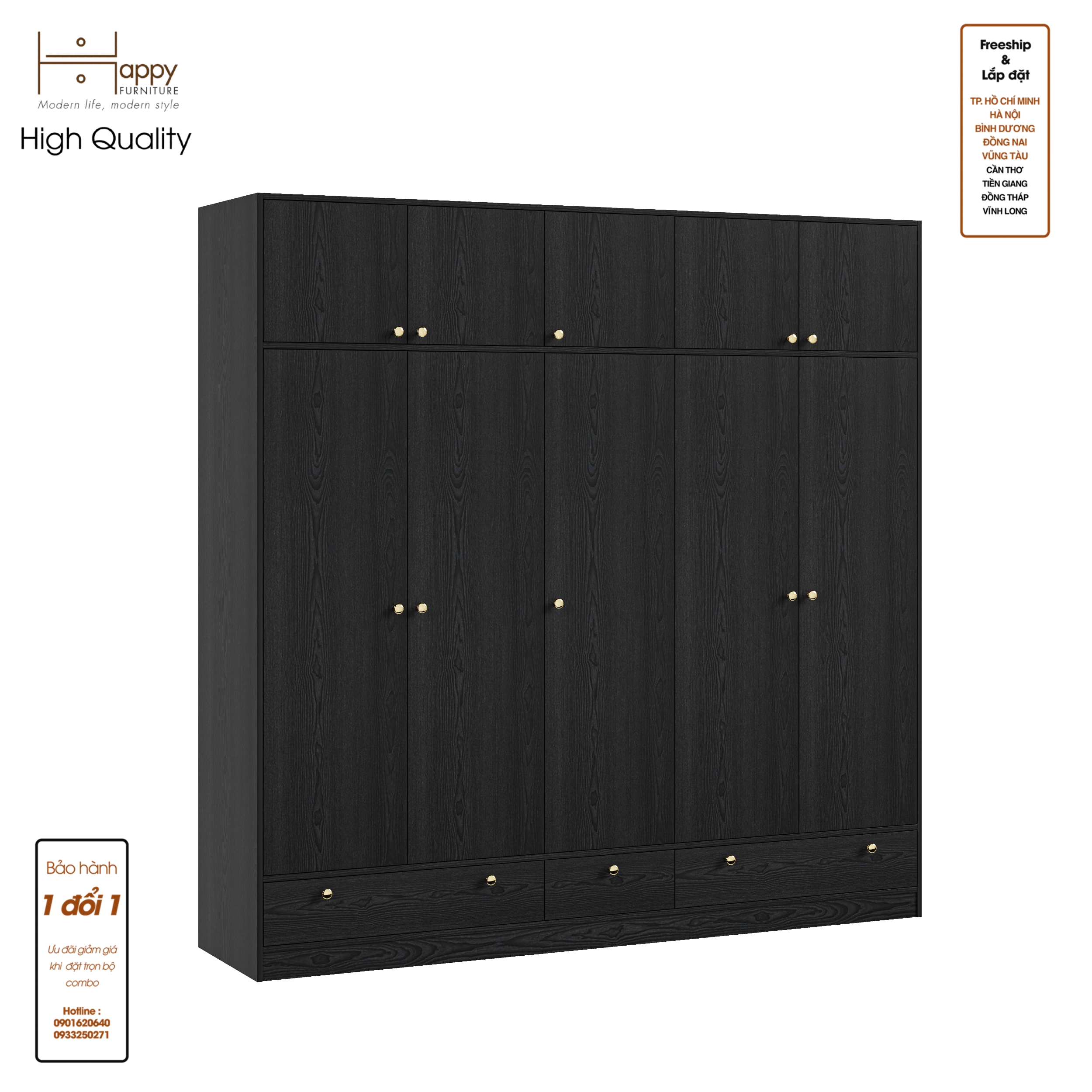 ELEGANT, Tủ quần áo 2m2x2m2 , 220cm x 54cm x 220cm , TCM_046