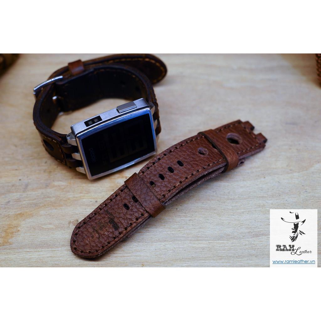 DÂY ĐỒNG HỒ PEBBLE STEEL DA BÒ THẬT RAM LEATHER - HÀNG CHÍNH HÃNG