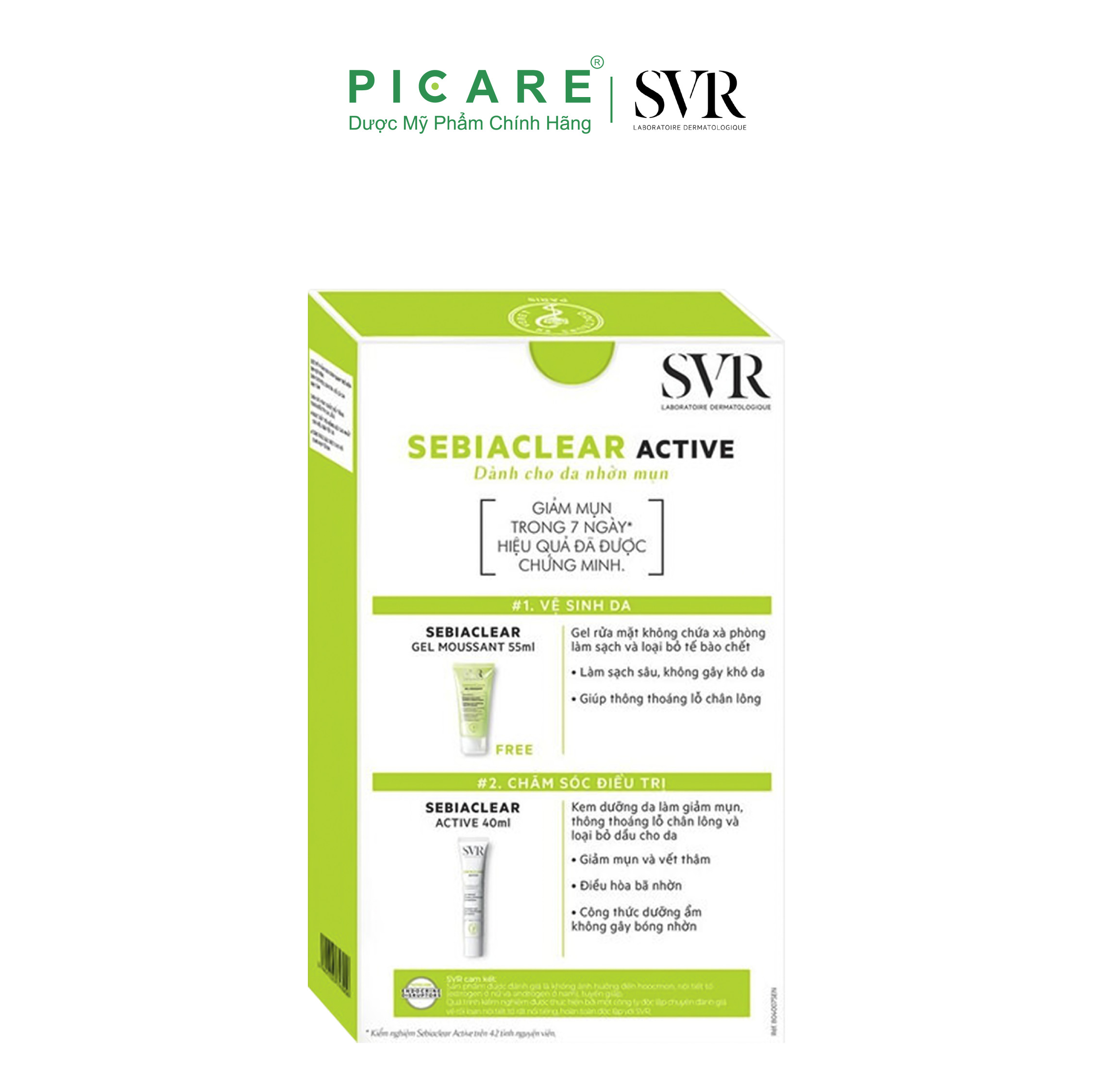 Combo Kem Làm Giảm Mụn Và Loại Bỏ Dầu Cho Da SVR Sebiaclear Active Tuýp 40ml + Sữa Rửa Mặt Tẩy Tế Bào Chết SVR Sebiaclear Gel Moussant Tuýp 50ml