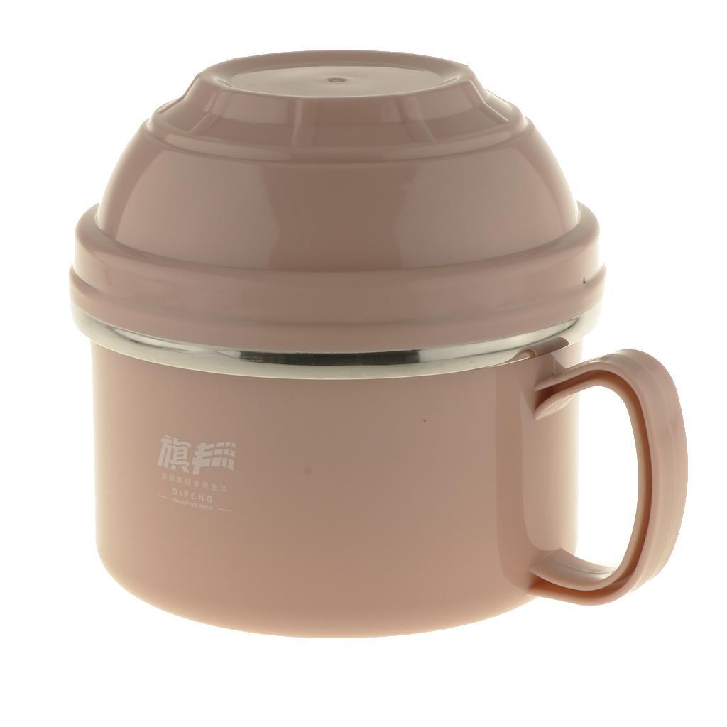 Stainless Steel Double Wall Thermal Bento Lunch Box Noodle Bowl 1200ML Pink