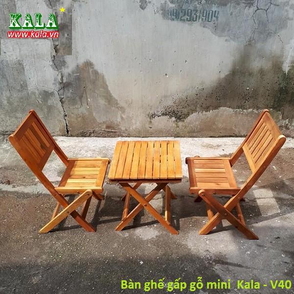 Bộ bàn ghế cafe Kala bằng gỗ mini đẹp