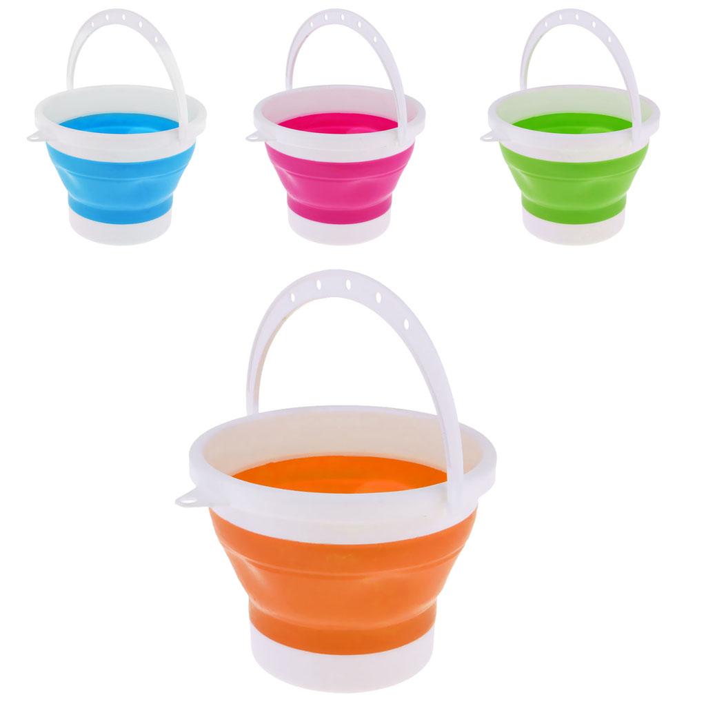 Folding Collapsible Silicone Water Bucket Outdoor Basin S Orange