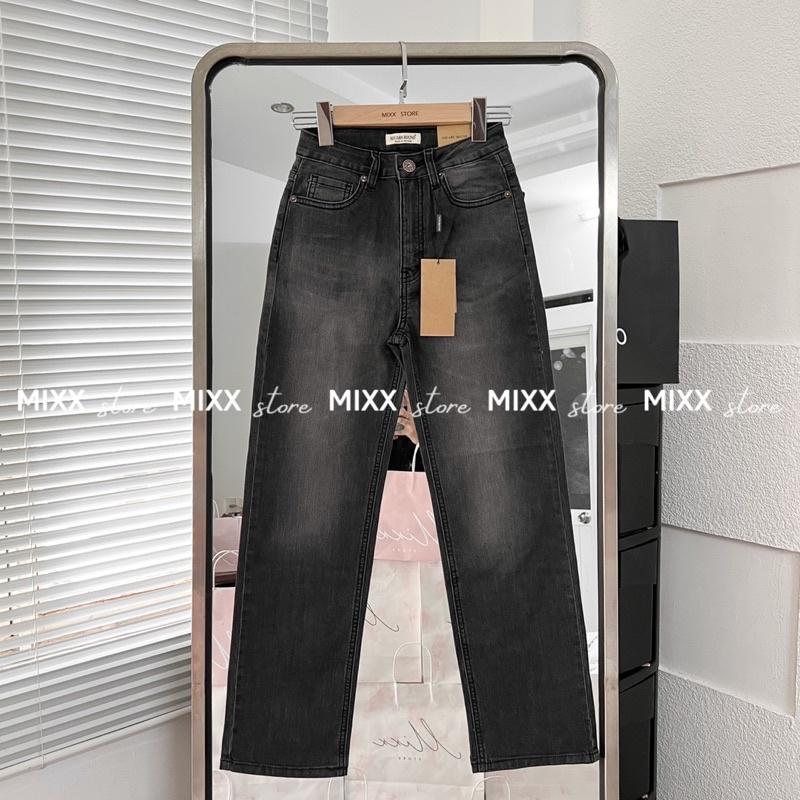 Quần Jean Nữ ống suông tone xám chất co giãn phom suông vừa dáng 92cm