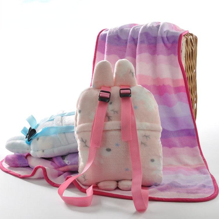 Trẻ Em Chăn Làm Dày Hoạt Hình Ba Lô Du Lịch Dệt Kim Dép Nỉ Chăn Đầm Ngủ Cho Bé Chăn