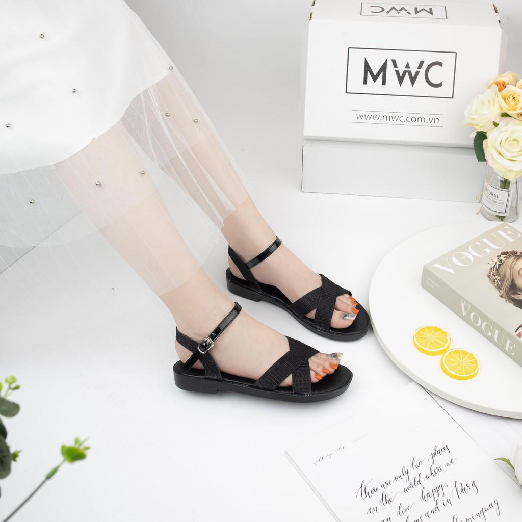 Giày sandal nữ quai ngang kim tuyến MWC NUSD- 2668