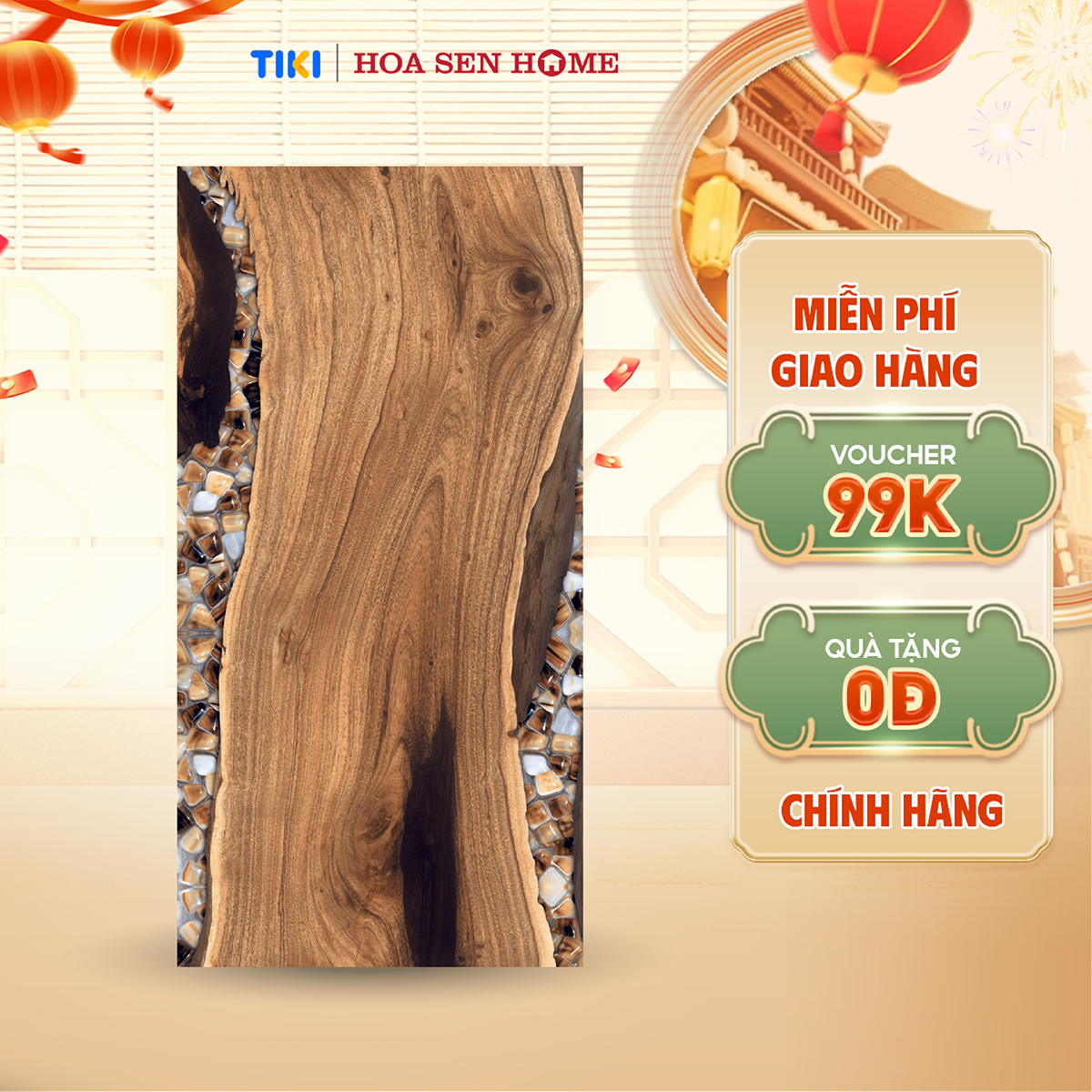 Gạch men ốp tường, lát nền LUSTRA INCEF0601200017 loại gạch granite vân gỗ tự nhiên, độ dày 8.8mm, kích thước 600mmx1200mm, thùng 2 viên - Hàng chính hãng