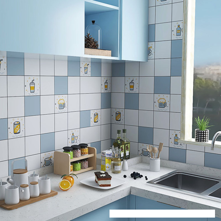 CUỘN 3 mét decal dán bếp tráng nhôm cách nhiệt Ô THỨC UỐNG XANH khổ 60cm có keo sẵn