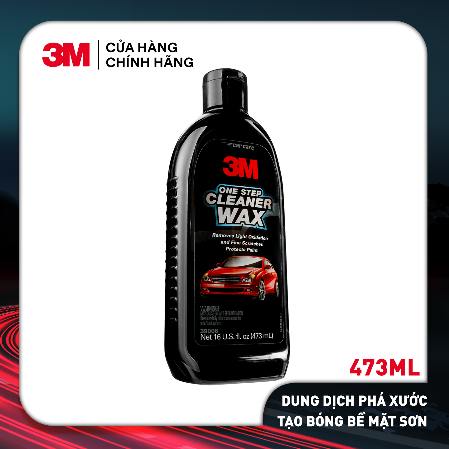 Dung Dịch Phá Xước Và Tạo Bóng Bề Mặt Sơn Ô Tô 3M 39006 3M One Step Cleaner Wax (473ml)