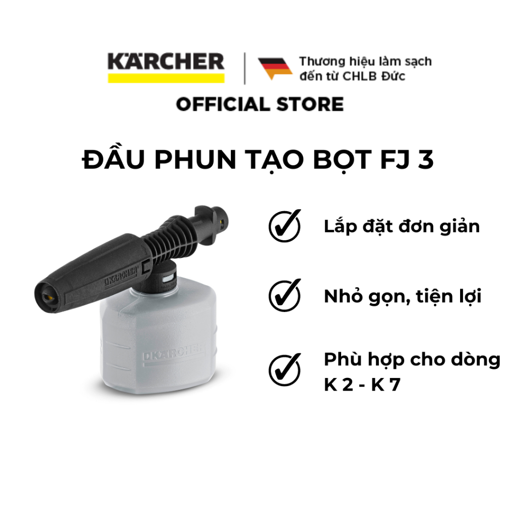 Bình phun tạo bọt FJ 3: Dành cho máy phun rửa áp lực cao Karcher - Hàng Chính Hãng
