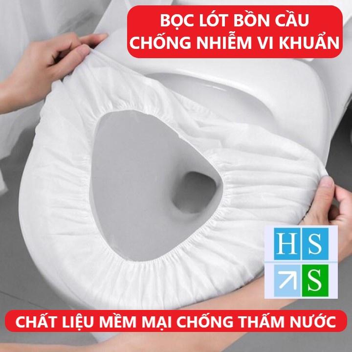 (Gói 10 cái) Bọc lót nắp bồn cầu toilet dùng gia đình sạch sẽ không thấm nước tiện mang theo du lịch - HS Shop Đà Nẵng