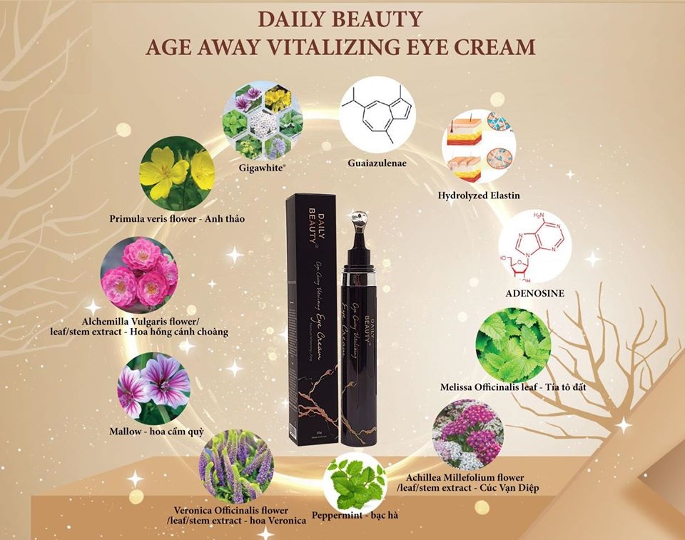 Combo 3 hộp Kem dưỡng mắt Daily Beauty Age Away Vitalizing Eye Cream sản phẩm nhập khẩu chính ngạch Hàn Quốc