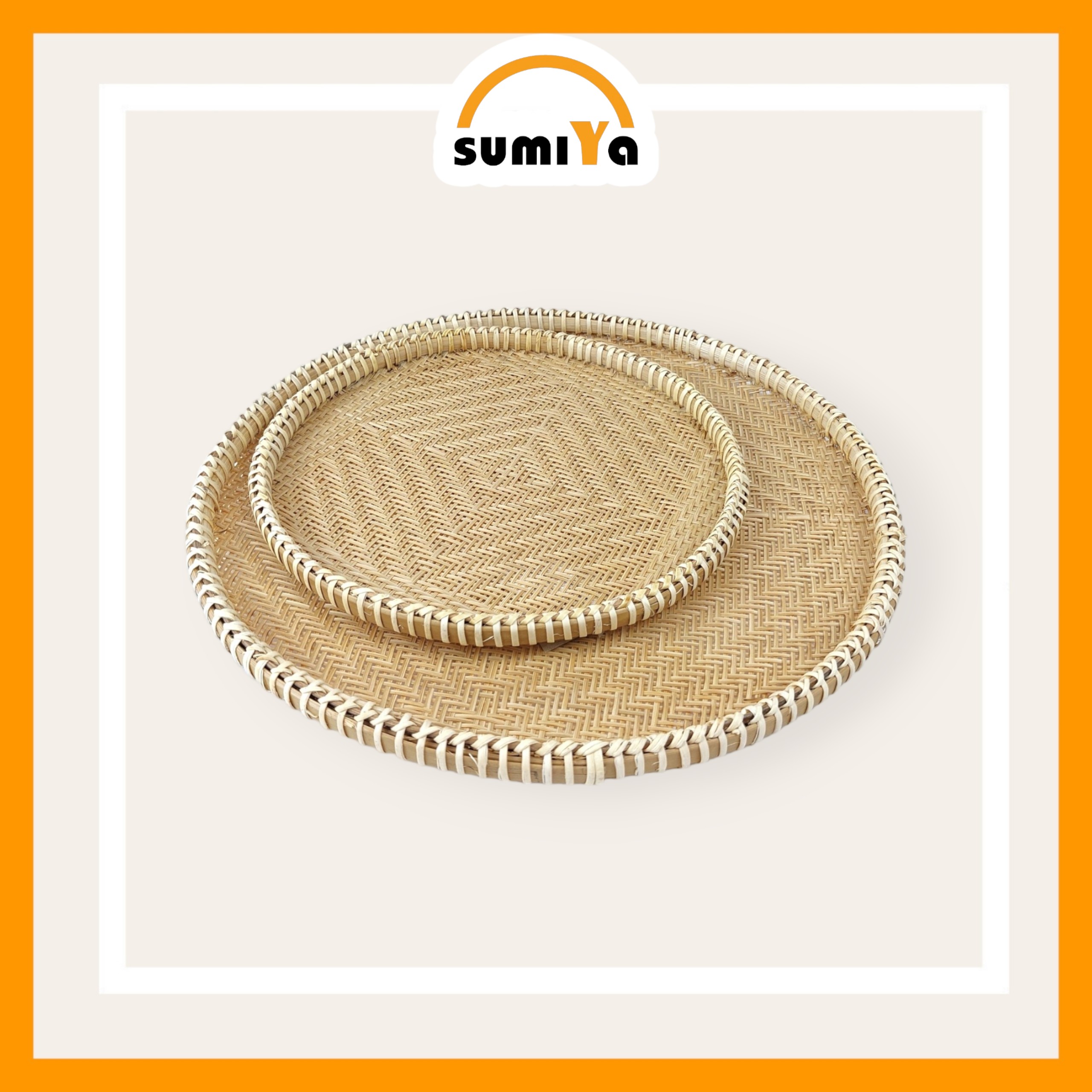 Mẹt tre viền mây đan thưa cao cấp hình tròn, nguyên liệu tự nhiên thân thiện với môi trường, dùng trang trí, để thức ăn