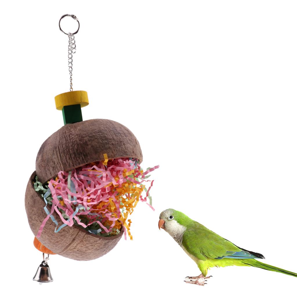 Parrot Bird Cage Chew Play Toy Coconut Hanging Swing For Parakeet Cockatiel