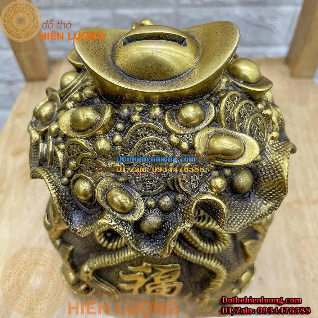 Túi Đựng Tiền Cá Chép Vàng Tài Lộc Bằng Đồng Phong Thủy Cao 20cm