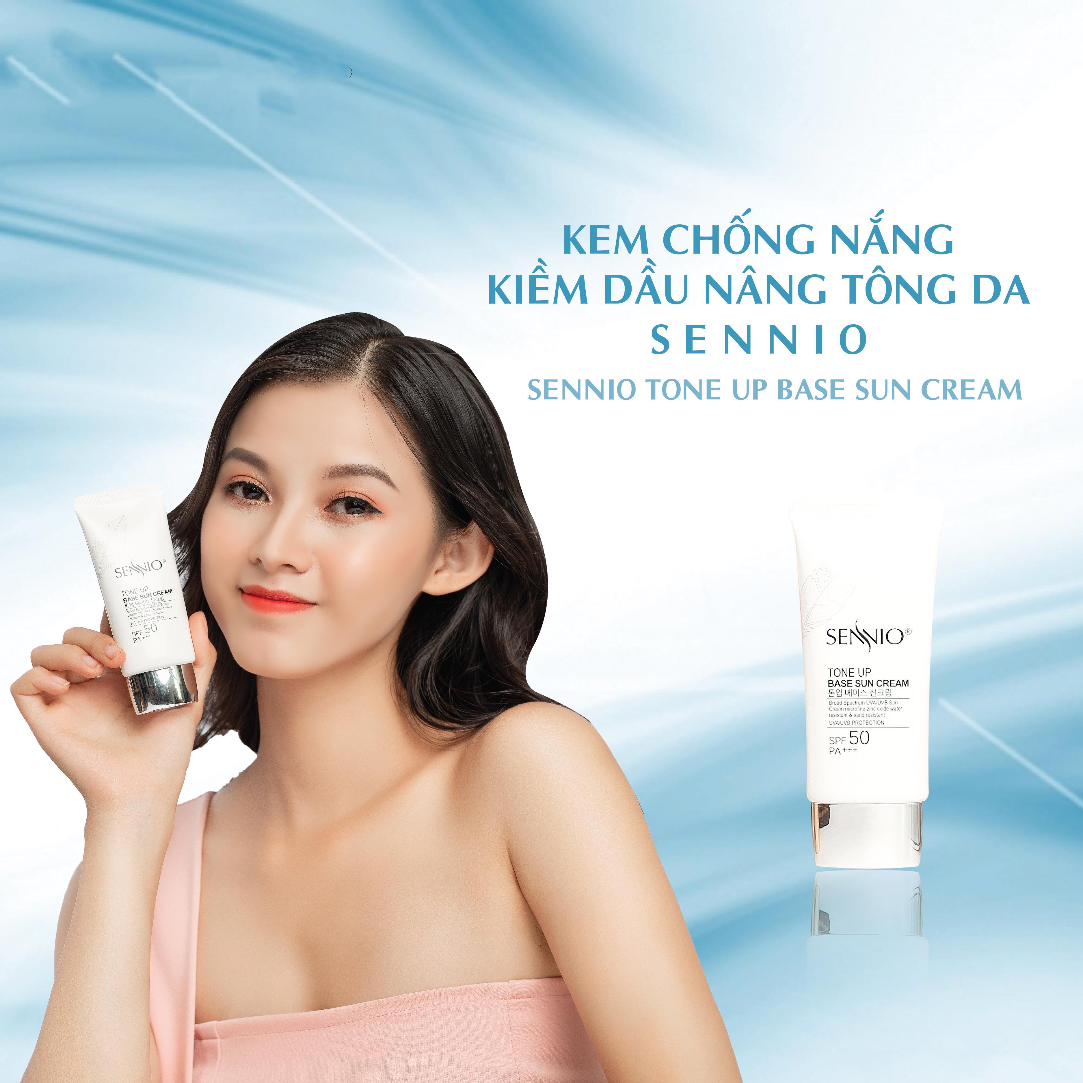 Kem chống nắng kiềm dầu dưỡng trắng da sennio