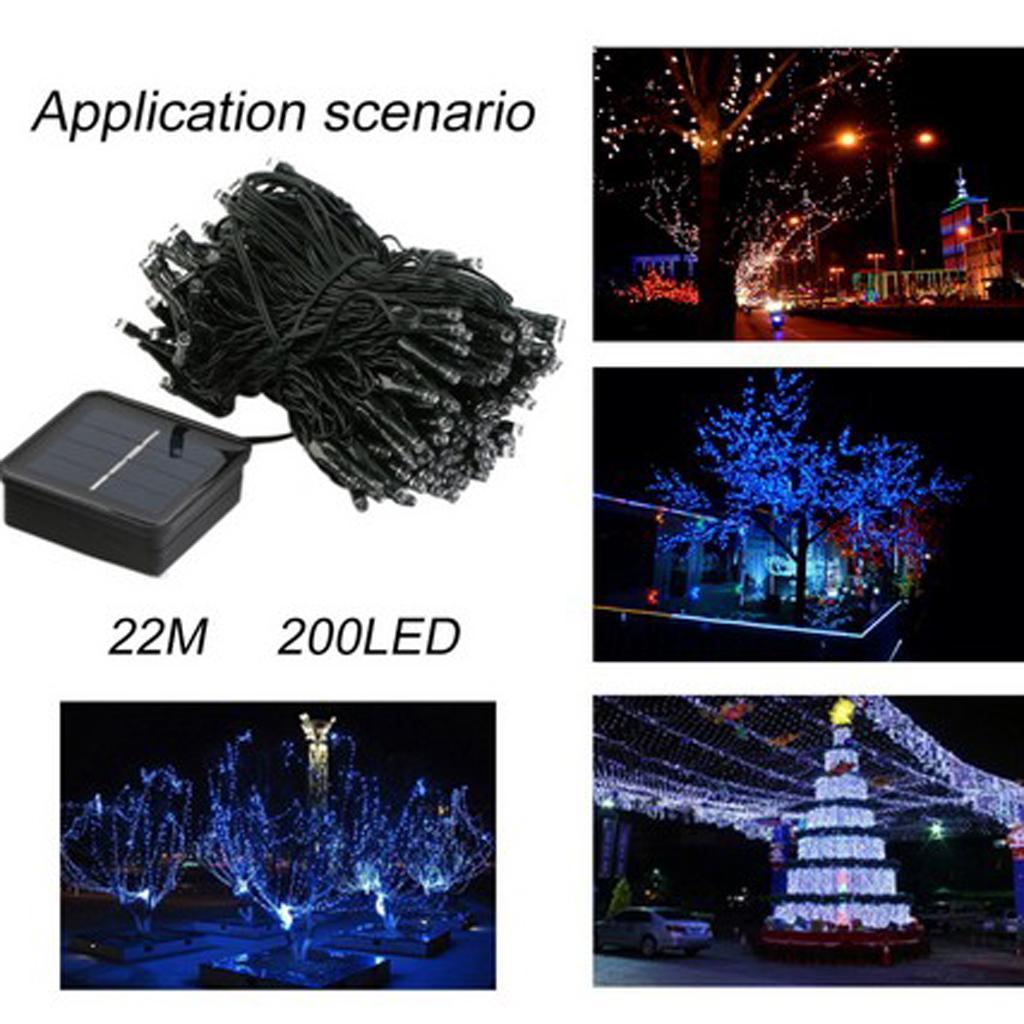 Solar Powered 200 Blue LEDs String Fairy Tree Light Outdoor Wedding Party