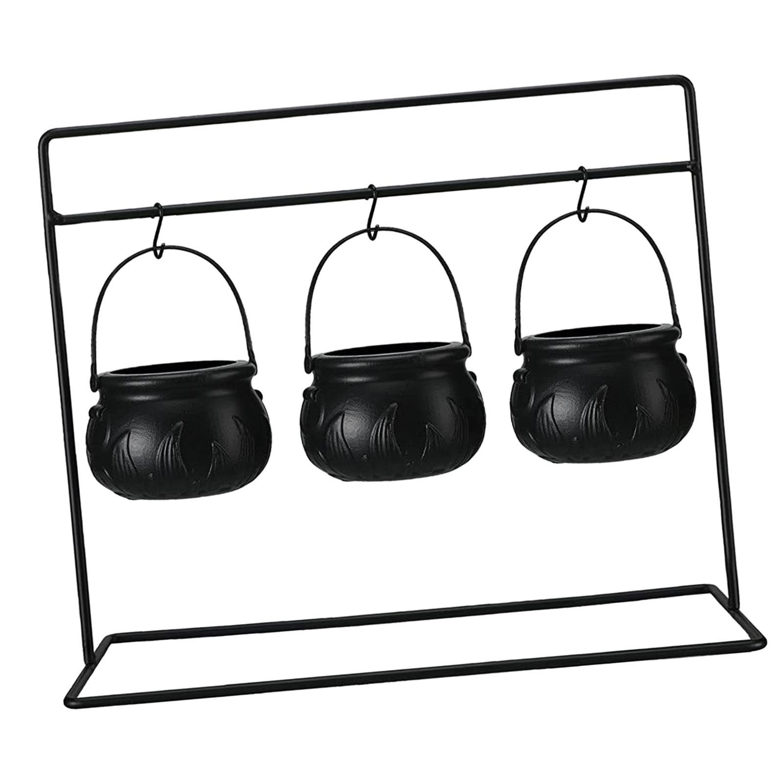 Halloween Candy Bowls Scene Props with Iron Rack Black Witches Serving Bowls