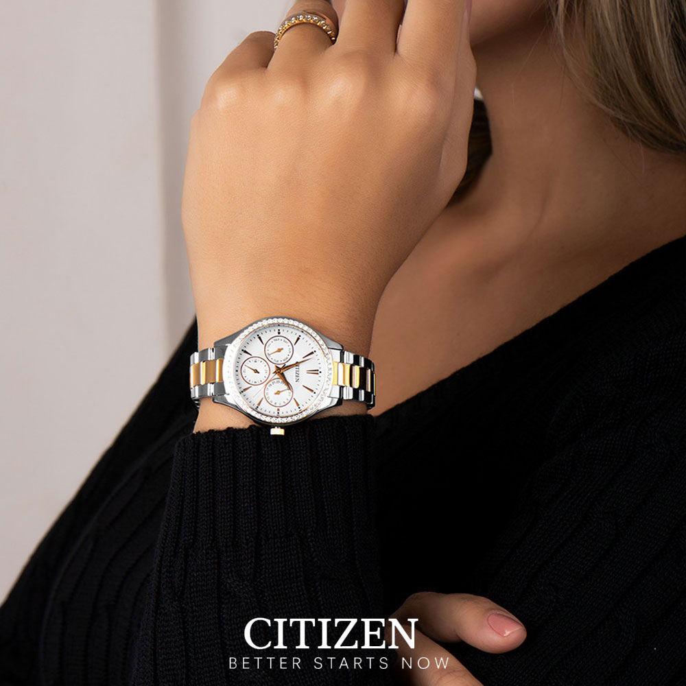 Đồng Hồ Nữ Citizen Đính Đá Swarovski Dây Thép Không Gỉ ED8164-59A - Mặt Trắng